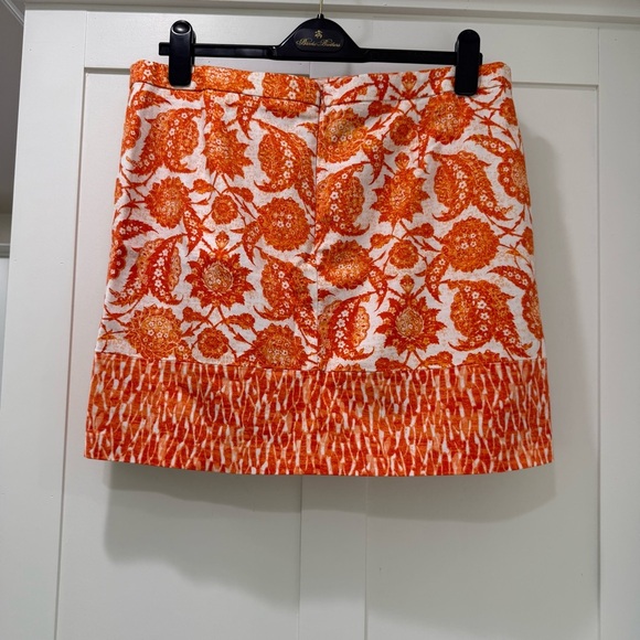 Michael Kors Orange and White Paisley Patterned Skirt Size 12 - Picture 2 of 4